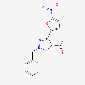 molecular formula C15H11N3O4 B14591969 1-Benzyl-3-(5-nitrofuran-2-yl)-1H-pyrazole-4-carbaldehyde CAS No. 61619-64-5