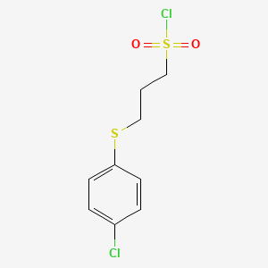 molecular formula C9H10Cl2O2S2 B1459199 3-[(4-氯苯基)硫基]丙烷-1-磺酰氯 CAS No. 1375067-43-8