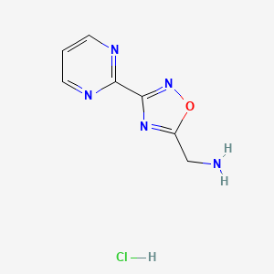 molecular formula C7H8ClN5O B1459213 [(3-Pyrimidin-2-yl-1,2,4-oxadiazol-5-yl)methyl]amine hydrochloride CAS No. 1351646-92-8