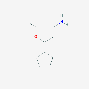 molecular formula C10H21NO B1459216 3-Cyclopentyl-3-ethoxypropan-1-amine CAS No. 1375474-76-2