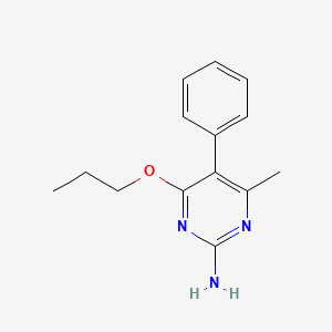 molecular formula C14H17N3O B14592186 2-Pyrimidinamine, 4-methyl-5-phenyl-6-propoxy- CAS No. 61539-04-6