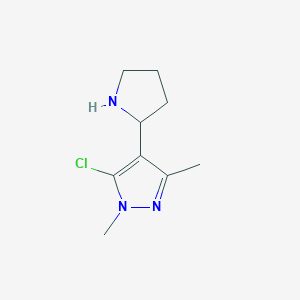 molecular formula C9H14ClN3 B1459222 5-chloro-1,3-dimethyl-4-(pyrrolidin-2-yl)-1H-pyrazole CAS No. 1384427-69-3