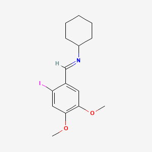 molecular formula C15H20INO2 B14592372 Cyclohexanamine, N-[(2-iodo-4,5-dimethoxyphenyl)methylene]- CAS No. 61599-78-8