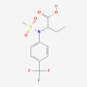molecular formula C12H14F3NO4S B1459276 2-{(Methylsulfonyl)[4-(trifluoromethyl)phenyl]amino}butanoic acid CAS No. 1858240-17-1