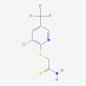 molecular formula C8H6ClF3N2S2 B1459286 2-((3-Chloro-5-(trifluoromethyl)pyridin-2-yl)thio)ethanethioamide CAS No. 1823182-94-0