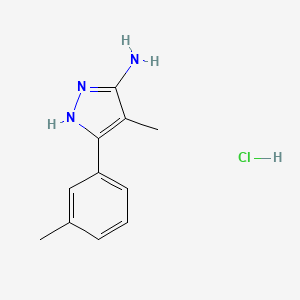 molecular formula C11H14ClN3 B1459298 4-methyl-3-(3-methylphenyl)-1H-pyrazol-5-amine hydrochloride CAS No. 1239470-36-0