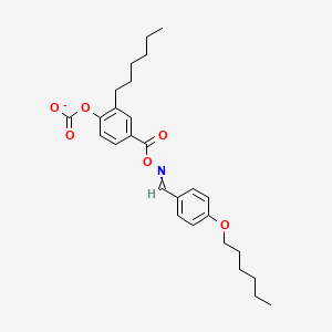 molecular formula C27H34NO6- B14593032 2-Hexyl-4-{[({[4-(hexyloxy)phenyl]methylidene}amino)oxy]carbonyl}phenyl carbonate CAS No. 61096-60-4