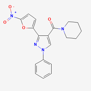 molecular formula C19H18N4O4 B14593036 [3-(5-Nitrofuran-2-yl)-1-phenyl-1H-pyrazol-4-yl](piperidin-1-yl)methanone CAS No. 61621-09-8