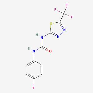 molecular formula C10H6F4N4OS B14593049 N-(4-Fluorophenyl)-N'-[5-(trifluoromethyl)-1,3,4-thiadiazol-2-yl]urea CAS No. 61516-43-6