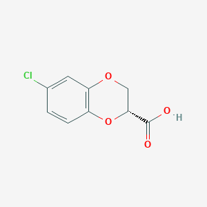 molecular formula C9H7ClO4 B1459306 (R)-6-Chloro-2,3-dihydrobenzo[B][1,4]dioxine-2-carboxylic acid CAS No. 1820579-80-3