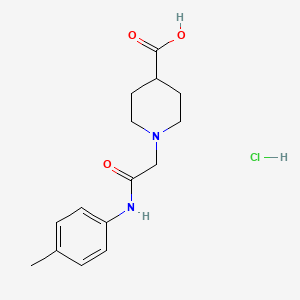 molecular formula C15H21ClN2O3 B1459308 1-{2-[(4-Methylphenyl)amino]-2-oxoethyl}piperidine-4-carboxylic acid hydrochloride CAS No. 1351606-89-7