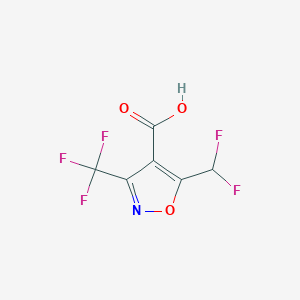 molecular formula C6H2F5NO3 B1459309 5-(二氟甲基)-3-(三氟甲基)-1,2-恶唑-4-羧酸 CAS No. 1394690-50-6