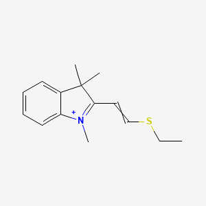 molecular formula C15H20NS+ B14593187 2-[2-(Ethylsulfanyl)ethenyl]-1,3,3-trimethyl-3H-indol-1-ium CAS No. 61327-92-2