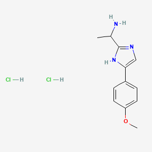 molecular formula C12H17Cl2N3O B1459330 [1-[4-(4-Methoxyphenyl)-1H-imidazol-2-YL]ethyl]amine dihydrochloride CAS No. 1426291-42-0