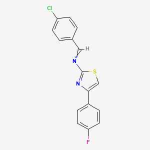 molecular formula C16H10ClFN2S B14593309 1-(4-Chlorophenyl)-N-[4-(4-fluorophenyl)-1,3-thiazol-2-yl]methanimine CAS No. 61383-75-3