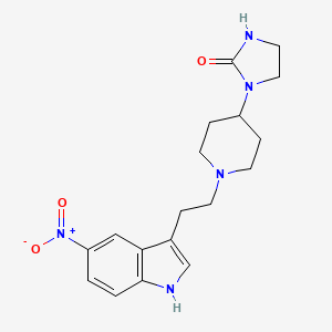 molecular formula C18H23N5O3 B14593379 1-{1-[2-(5-Nitro-1H-indol-3-yl)ethyl]piperidin-4-yl}imidazolidin-2-one CAS No. 61220-28-8