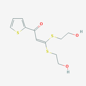 molecular formula C11H14O3S3 B14593400 3,3-Bis[(2-hydroxyethyl)sulfanyl]-1-(thiophen-2-YL)prop-2-EN-1-one CAS No. 61299-70-5