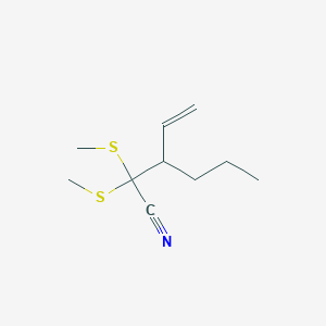 molecular formula C10H17NS2 B14593457 3-Ethenyl-2,2-bis(methylsulfanyl)hexanenitrile CAS No. 61223-65-2