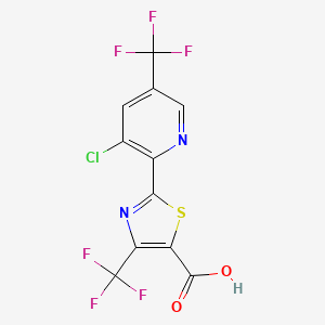 molecular formula C11H3ClF6N2O2S B1459356 2-(3-Chloro-5-(trifluoromethyl)pyridin-2-yl)-4-(trifluoromethyl)thiazole-5-carboxylic acid CAS No. 1823182-77-9