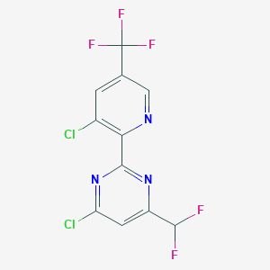 molecular formula C11H4Cl2F5N3 B1459362 4-Chloro-2-(3-chloro-5-(trifluoromethyl)pyridin-2-yl)-6-(difluoromethyl)pyrimidine CAS No. 1823183-50-1