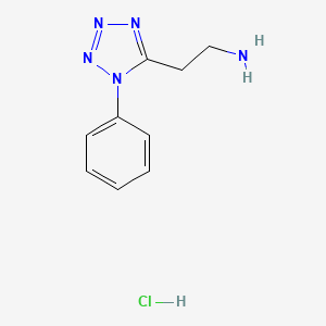 molecular formula C9H12ClN5 B1459368 2-(1-phenyl-1H-1,2,3,4-tetrazol-5-yl)ethan-1-amine hydrochloride CAS No. 1803600-10-3