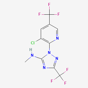 molecular formula C10H6ClF6N5 B1459373 1-(3-chloro-5-(trifluoromethyl)pyridin-2-yl)-N-methyl-3-(trifluoromethyl)-1H-1,2,4-triazol-5-amine CAS No. 1823183-54-5