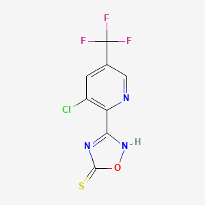molecular formula C8H3ClF3N3OS B1459384 3-(3-Chloro-5-(trifluoromethyl)pyridin-2-yl)-1,2,4-oxadiazole-5-thiol CAS No. 1823183-24-9