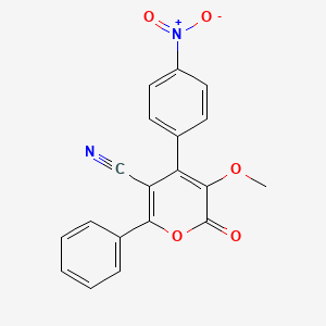 2H-Pyran-5-carbonitrile, 3-methoxy-4-(4-nitrophenyl)-2-oxo-6-phenyl-