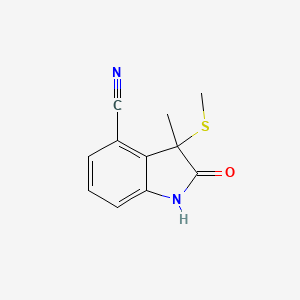 3-Methyl-3-(methylsulfanyl)-2-oxo-2,3-dihydro-1H-indole-4-carbonitrile