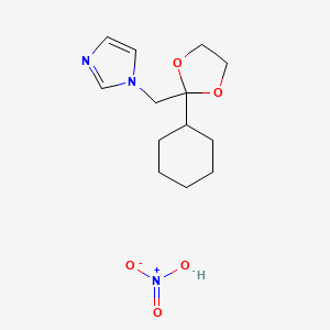 molecular formula C13H21N3O5 B14594054 1-[(2-Cyclohexyl-1,3-dioxolan-2-yl)methyl]imidazole;nitric acid CAS No. 61258-48-8