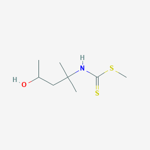 molecular formula C8H17NOS2 B14594075 Carbamodithioic acid, (3-hydroxy-1,1-dimethylbutyl)-, methyl ester CAS No. 60431-68-7