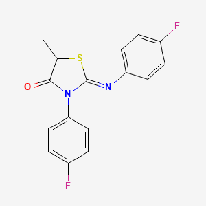 molecular formula C16H12F2N2OS B14594190 (2Z)-3-(4-Fluorophenyl)-2-[(4-fluorophenyl)imino]-5-methyl-1,3-thiazolidin-4-one CAS No. 61333-93-5