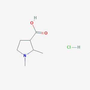 molecular formula C7H14ClNO2 B1459422 1,2-Dimethylpyrrolidine-3-carboxylic acid hydrochloride CAS No. 1795283-70-3
