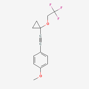 molecular formula C14H13F3O2 B14594247 1-Methoxy-4-{[1-(2,2,2-trifluoroethoxy)cyclopropyl]ethynyl}benzene CAS No. 60512-49-4