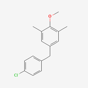 molecular formula C16H17ClO B14594294 5-[(4-Chlorophenyl)methyl]-2-methoxy-1,3-dimethylbenzene CAS No. 61259-80-1