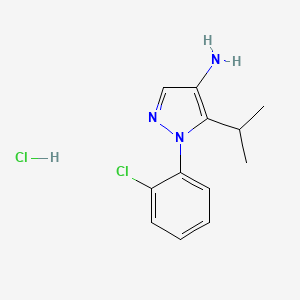 molecular formula C12H15Cl2N3 B1459432 1-(2-chlorophenyl)-5-(propan-2-yl)-1H-pyrazol-4-amine hydrochloride CAS No. 1795435-15-2