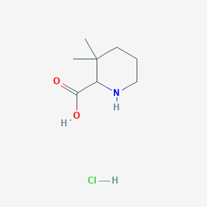 molecular formula C8H16ClNO2 B1459435 3,3-二甲基哌啶-2-羧酸盐酸盐 CAS No. 1628734-55-3