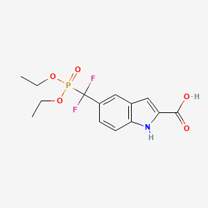 molecular formula C14H16F2NO5P B1459438 5-((Diethoxyphosphoryl)difluoromethyl)-1H-indole-2-carboxylic acid CAS No. 1233086-50-4