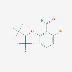 molecular formula C10H5BrF6O2 B1459439 2-Bromo-6-(1,1,1,3,3,3-hexafluoropropan-2-yloxy)benzaldehyde CAS No. 1779119-70-8