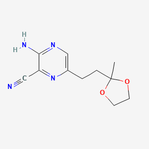 molecular formula C11H14N4O2 B14594391 3-Amino-6-[2-(2-methyl-1,3-dioxolan-2-yl)ethyl]pyrazine-2-carbonitrile CAS No. 61267-63-8