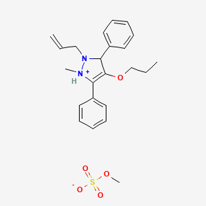 molecular formula C23H30N2O5S B14594678 1-Methyl-3,5-diphenyl-2-(prop-2-en-1-yl)-4-propoxy-2,3-dihydro-1H-pyrazol-1-ium methyl sulfate CAS No. 60614-86-0