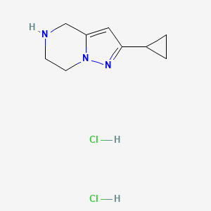 molecular formula C9H15Cl2N3 B1459476 2-cyclopropyl-4H,5H,6H,7H-pyrazolo[1,5-a]pyrazine dihydrochloride CAS No. 1803589-81-2