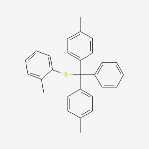 molecular formula C28H26S B14594763 Benzene, 1-[[bis(4-methylphenyl)phenylmethyl]thio]-2-methyl- CAS No. 61623-69-6