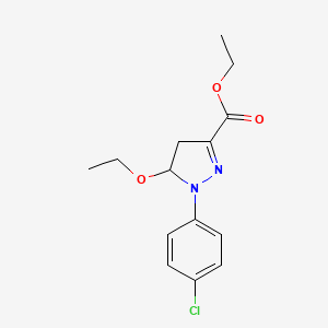 molecular formula C14H17ClN2O3 B1459492 ethyl 1-(4-chlorophenyl)-5-ethoxy-4,5-dihydro-1H-pyrazole-3-carboxylate CAS No. 1803605-13-1