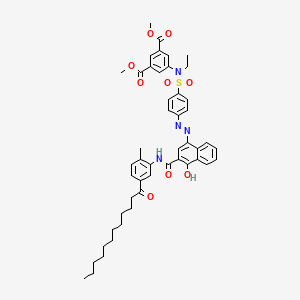 molecular formula C48H54N4O9S B14594996 1,3-Benzenedicarboxylic acid, 5-[ethyl[[4-[[4-hydroxy-3-[[[2-methyl-5-(1-oxododecyl)phenyl]amino]carbonyl]-1-naphthalenyl]azo]phenyl]sulfonyl]amino]-, dimethyl ester CAS No. 60033-54-7