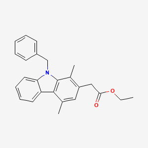 molecular formula C25H25NO2 B14595009 Ethyl (9-benzyl-1,4-dimethyl-9H-carbazol-2-yl)acetate CAS No. 61253-38-1