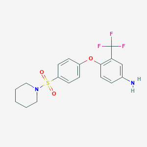 molecular formula C18H19F3N2O3S B1459517 4-[4-(Piperidin-1-ylsulfonyl)phenoxy]-3-(trifluoromethyl)aniline CAS No. 1858252-16-0