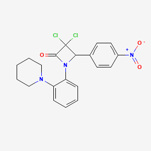 molecular formula C20H19Cl2N3O3 B14595172 3,3-Dichloro-4-(4-nitrophenyl)-1-[2-(piperidin-1-yl)phenyl]azetidin-2-one CAS No. 61205-45-6