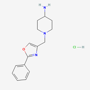 molecular formula C15H20ClN3O B1459528 1-[(2-Phenyl-1,3-oxazol-4-yl)methyl]piperidin-4-amine hydrochloride CAS No. 1803599-54-3