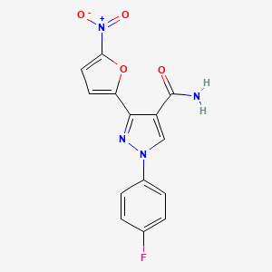 molecular formula C14H9FN4O4 B14595505 1-(4-Fluorophenyl)-3-(5-nitrofuran-2-yl)-1H-pyrazole-4-carboxamide CAS No. 61620-85-7